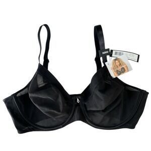 NWT Curvy Couture 36DDD Sheer Mesh Full Coverage Bra Black Sexy Support NEW